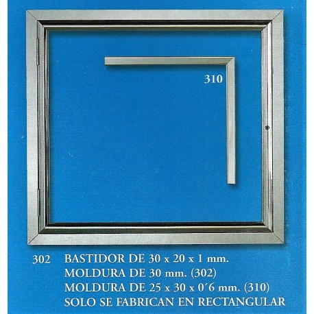 BASTIDOR DE 30x20x1 mm. - MORDURA DE 30 mm. (302) - MOLDURA DE 25X30X0,6 mm. (310)